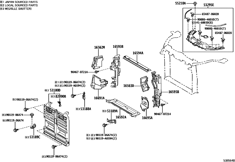 Lexus 16695-25170 PLATE, RADIATOR SIDE