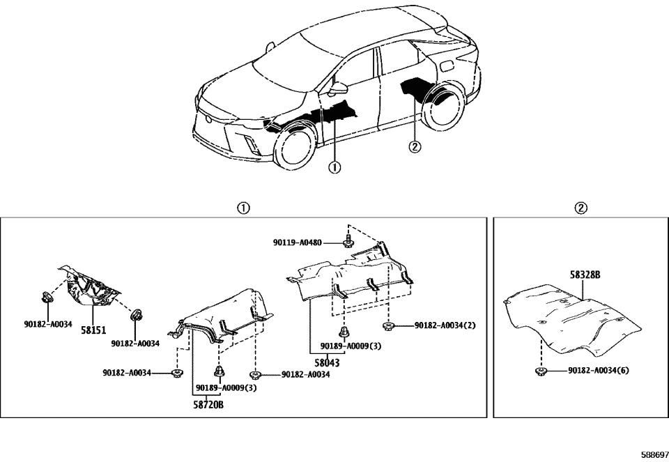 Lexus 58043-0E091 INSULATOR SUB-ASSY