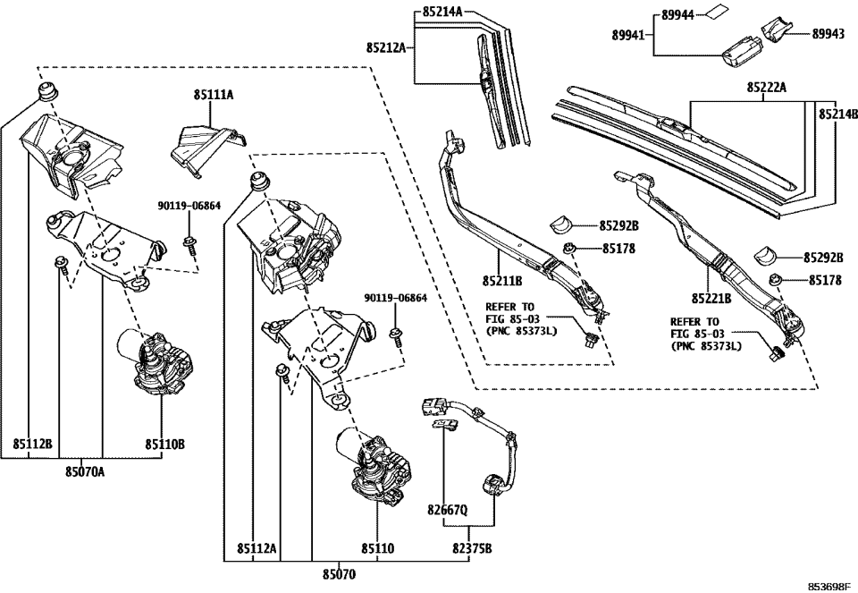 Lexus 85070-11060 Motor & Bracket Assembly