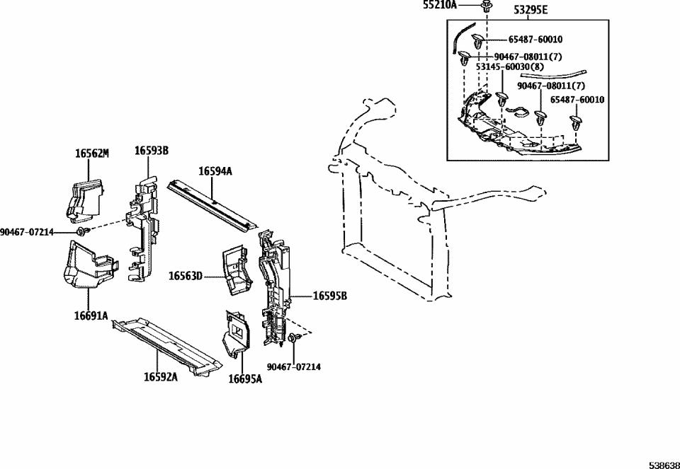 Lexus 16695-25130 PLATE, RADIATOR SIDE