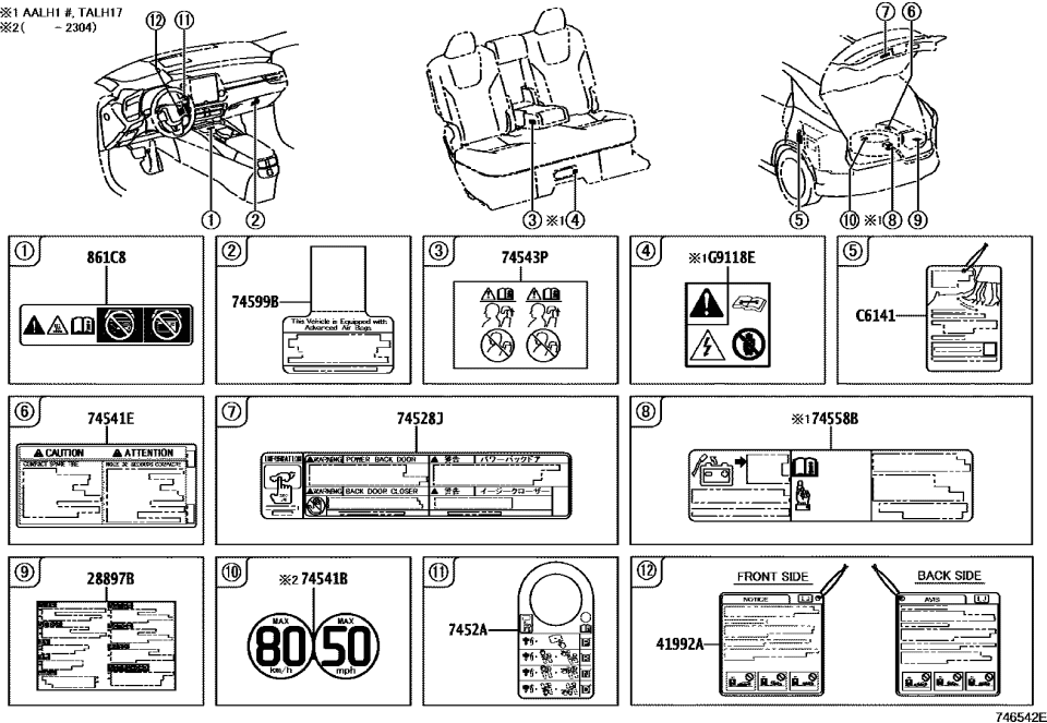 Lexus 74543-48040 LABEL, RR SEAT CAUTI