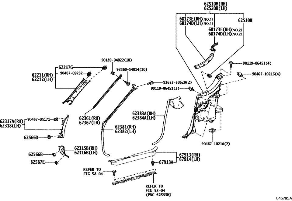 Lexus 62220-11010-A0 GARNISH ASSY, FR PIL
