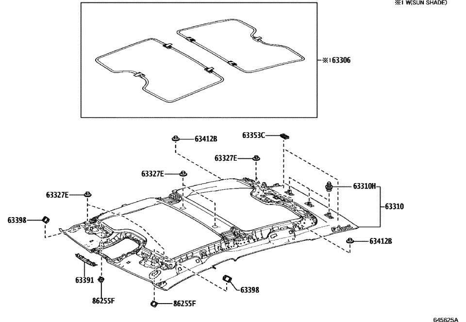 Lexus 63310-46051-A0 HEADLINING ASSY, ROO
