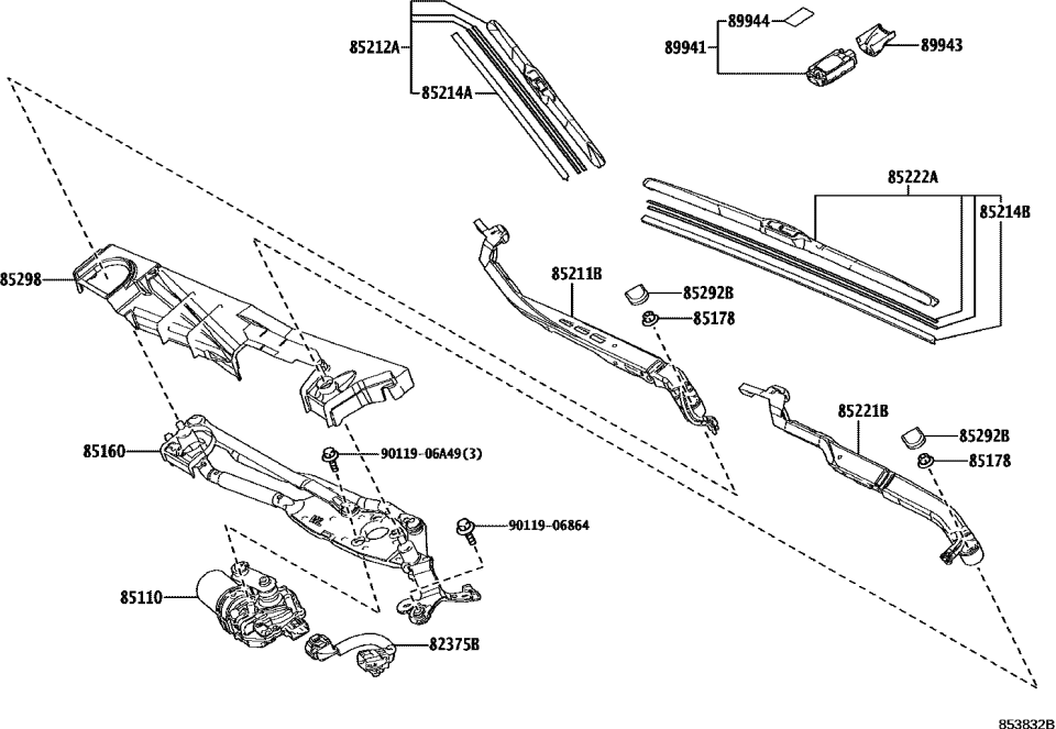 Lexus 82375-50030 WIRE, WIPER MOTOR