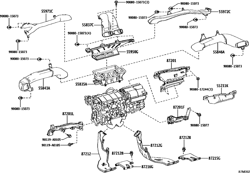 Lexus 55846-0E170 DUCT, HEATER TO REGI