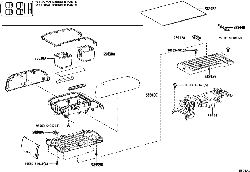Lexus 55620-0E170 HOLDER ASSY, INSTRUM
