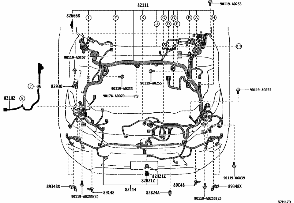 Lexus 82115-0E500 WIRE, ENGINE ROOM MA