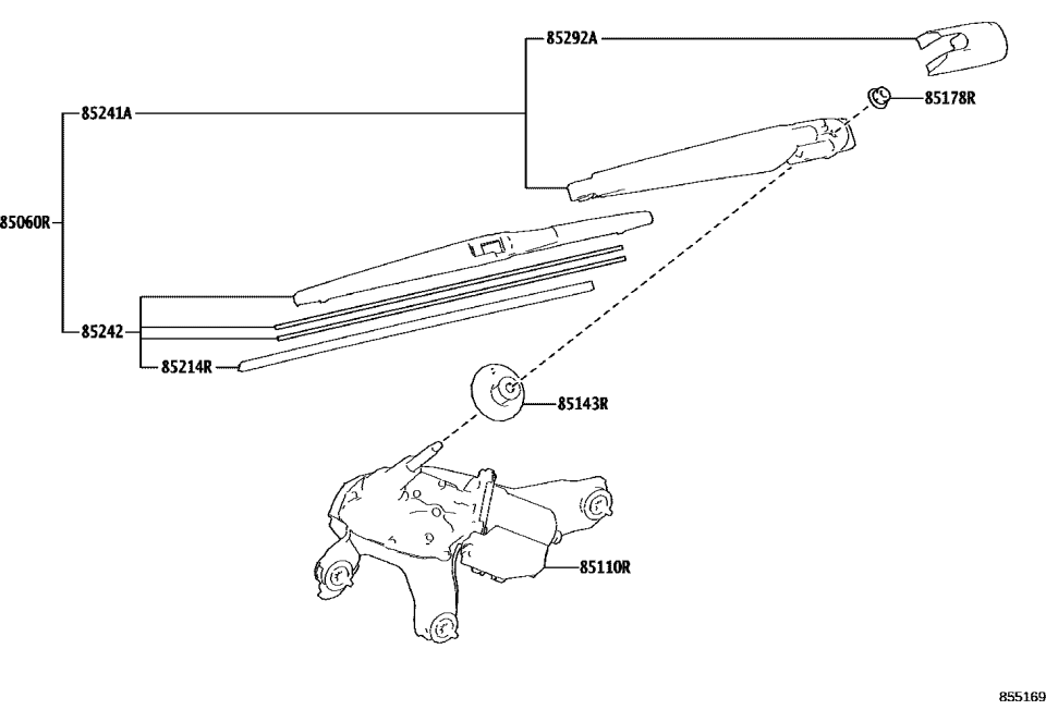 Lexus 85240-0R050 ARM & BLADE ASSY, RR