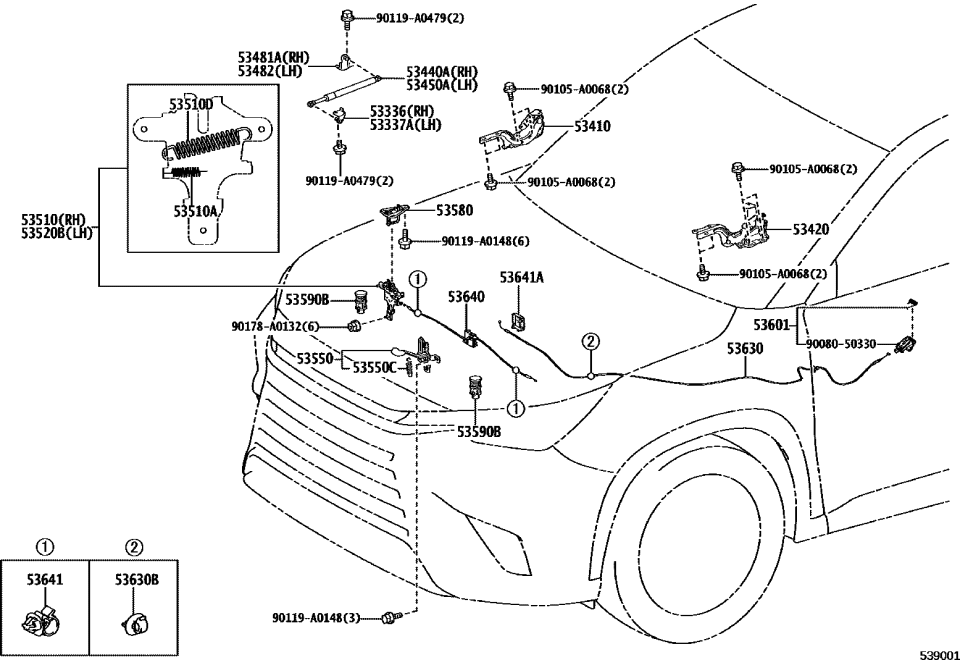 Lexus 53440-0E170 SUPPORT ASSY, HOOD
