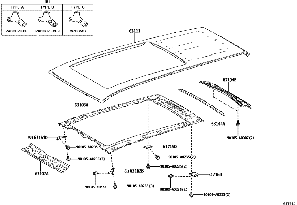 Lexus 63104-0E130 REINFORCEMENT SUB-AS
