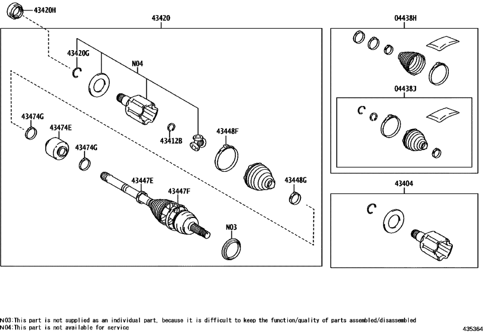 Lexus 43404-40010 JOINT SET, FR AXLE I