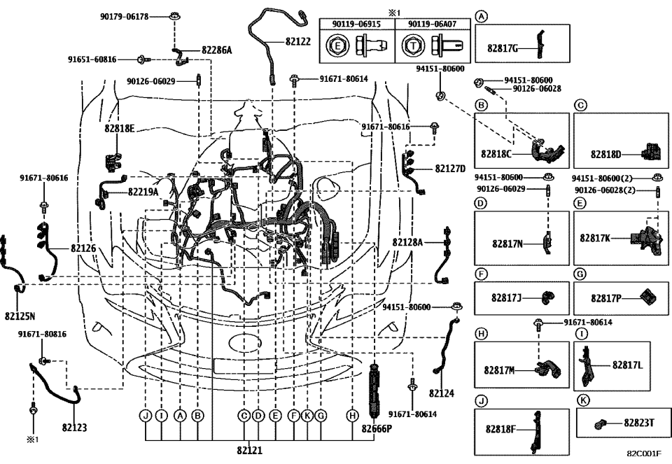 Lexus 82124-53041 WIRE, ENGINE, NO.4