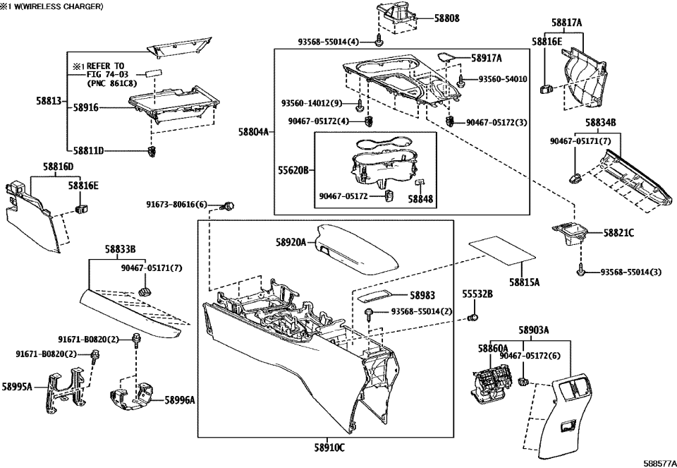 Lexus 58821-76140 PANEL, CONSOLE, UPR