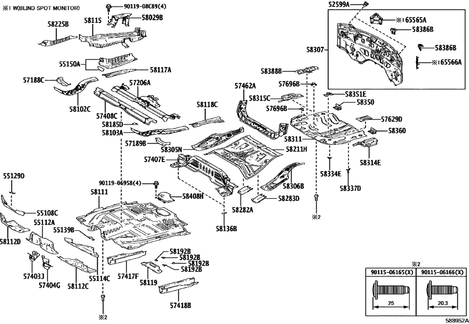 Lexus 90119-06958 Bolt, W/Washer
