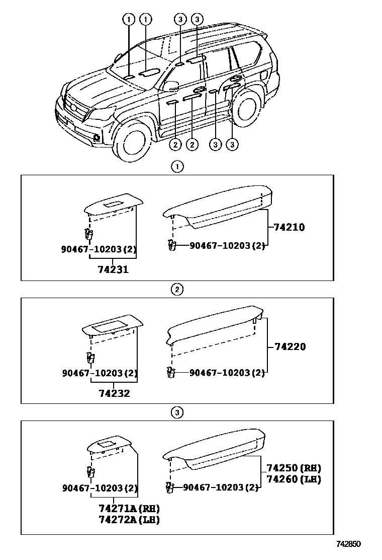 Lexus 74232-60770 Panel, Front Door ARMREST Base