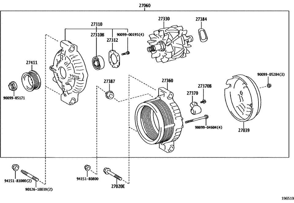 Lexus 27360-70510 COIL ASSY, ALTERNATO