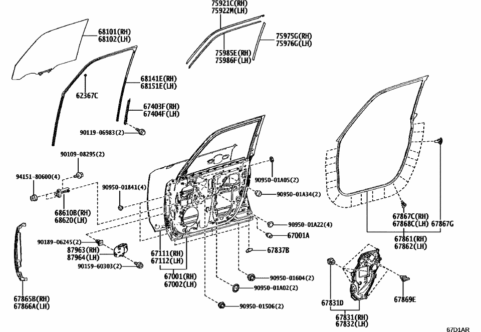 Lexus 67001-60A20 PANEL SUB-ASSY, FR D