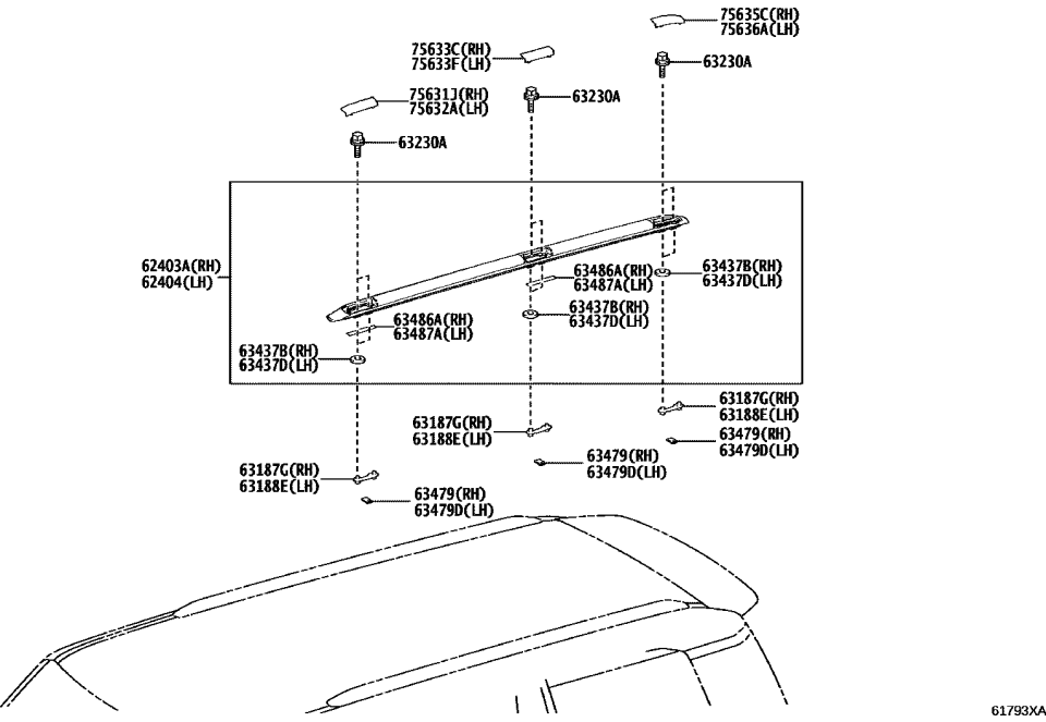 Lexus 62403-60030 GARNISH SUB-ASSY, RO