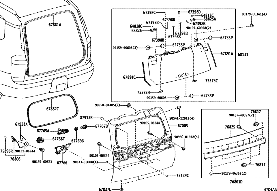 Lexus 67398-60030 GUIDE, BACK DOOR WIR
