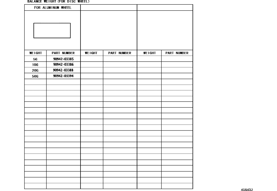 Lexus 90942-03385 WEIGHT, BALANCE