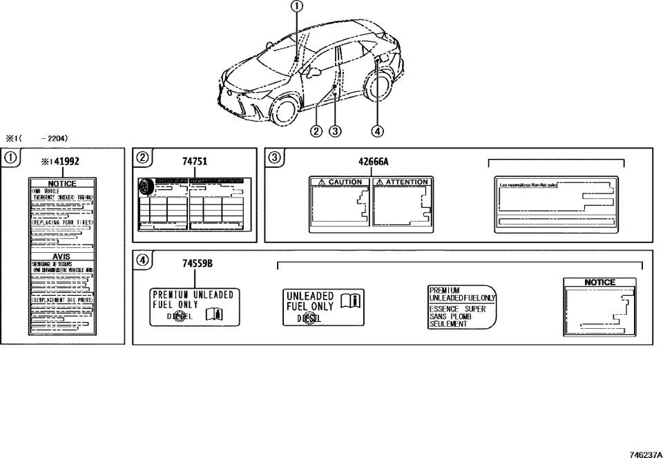 Lexus 42666-F6010 LABEL, RUN FLAT TIRE