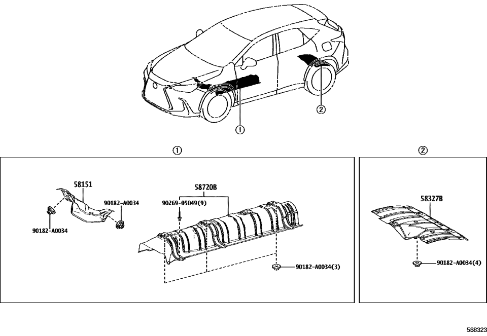 Lexus 58327-F6010 INSULATOR, MAIN MUFF