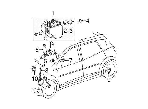 Diagram for 2006 Toyota Matrix ABS Components 