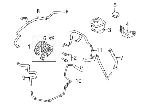 Diagram for 2010 Ford Fusion P/S Pump & Hoses