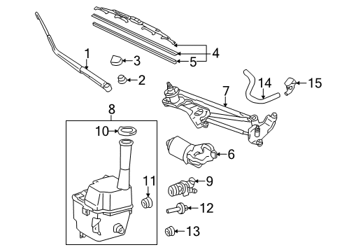 Diagram for 2003 Toyota Tundra Wiper & Washer Components 