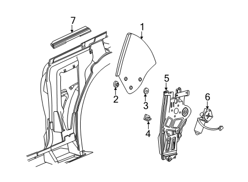 Diagram for 2003 Ford Mustang Quarter Window