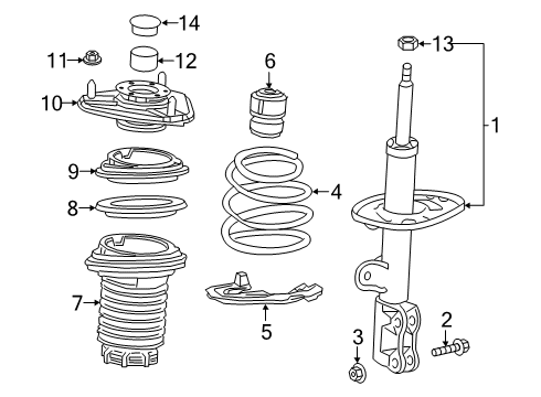 Diagram for 2004 Toyota Camry Front Suspension Components 