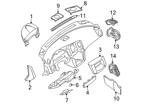 Diagram for 2009 Nissan Maxima Instrument Panel Components