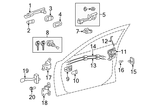 Diagram for 2009 Toyota Camry Lock & Hardware 