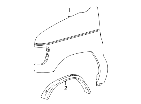 Diagram for 2000 Ford E-350 Econoline Club Wagon Fender & Components