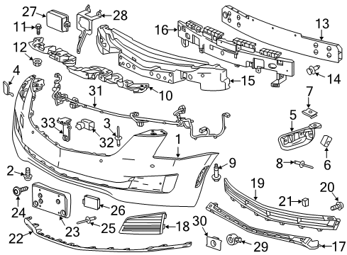 Diagram for 2014 Cadillac CTS Bumper & Components - Front 