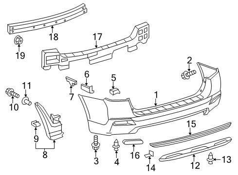 Diagram for 2013 Toyota Highlander Bumper & Components - Rear