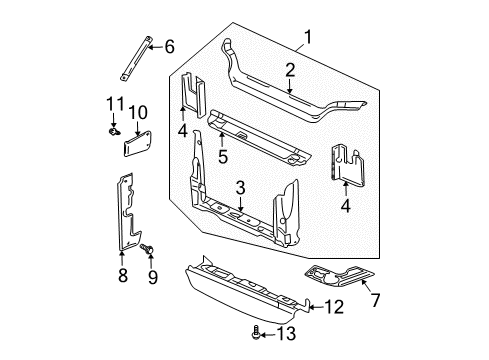 Diagram for 2007 Buick Rendezvous Radiator Support