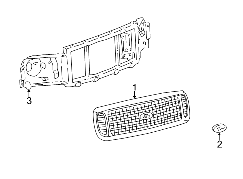 Diagram for 2003 Ford Excursion Grille & Components