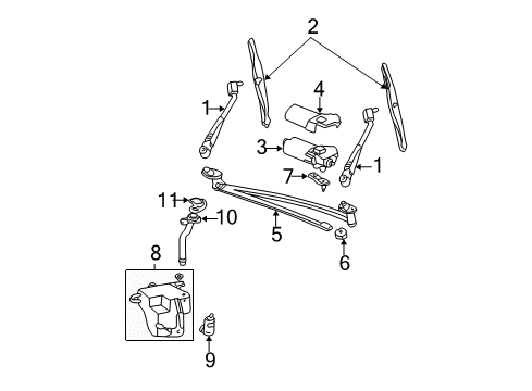 Diagram for 2003 Ford E-250 Wiper & Washer Components, Body