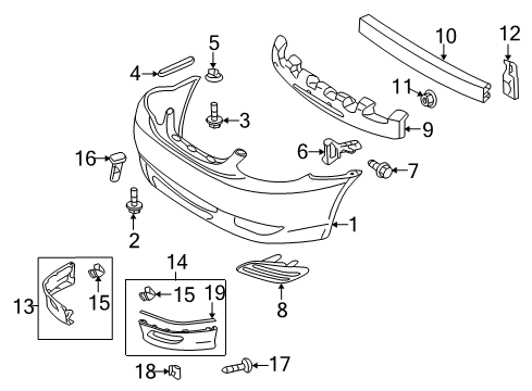 Diagram for 2005 Toyota Corolla Bumper & Components - Front