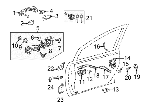 Diagram for 2014 Toyota Prius Plug-In Lock & Hardware 