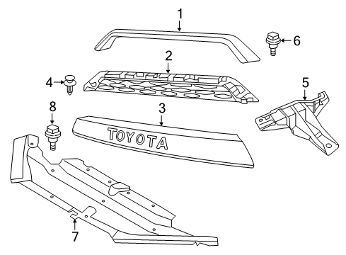 Diagram for 2020 Toyota 4Runner Grille & Components 