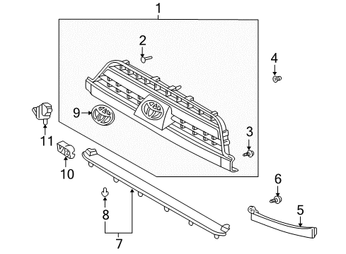 Diagram for 2005 Toyota 4Runner Grille & Components