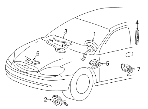 Diagram for 2003 Ford Taurus Air Bag Components