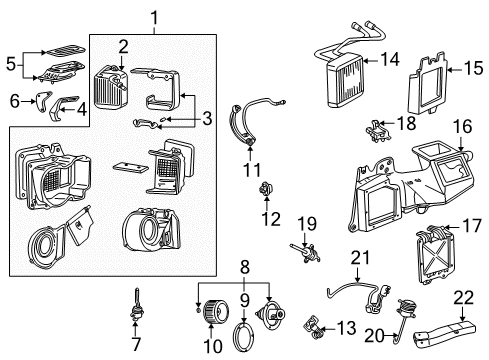 Diagram for 2000 Ford F-250 Super Duty A/C Evaporator & Heater Components