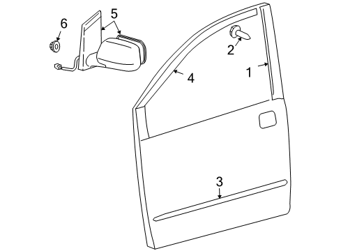 Diagram for 2006 Toyota Sienna Outside Mirrors, Exterior Trim