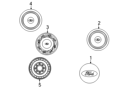 Diagram for 2001 Ford E-150 Econoline Wheel Covers & Trim