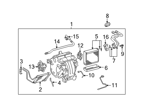 Diagram for 2001 Toyota Prius A/C Evaporator & Heater Components 