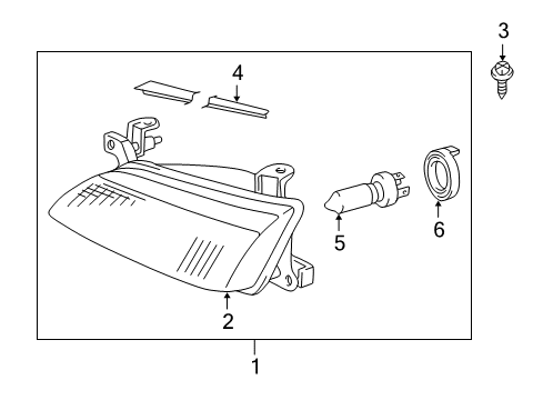 Diagram for 1999 Toyota Camry Headlamp Components