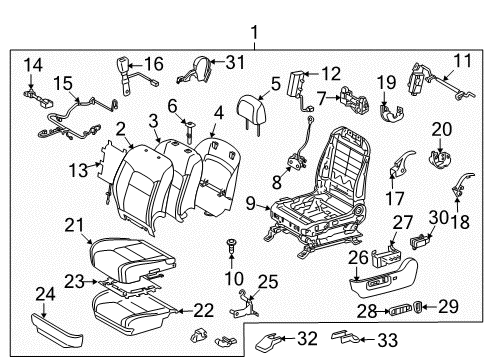 Diagram for 2008 Toyota Land Cruiser Front Seat Components